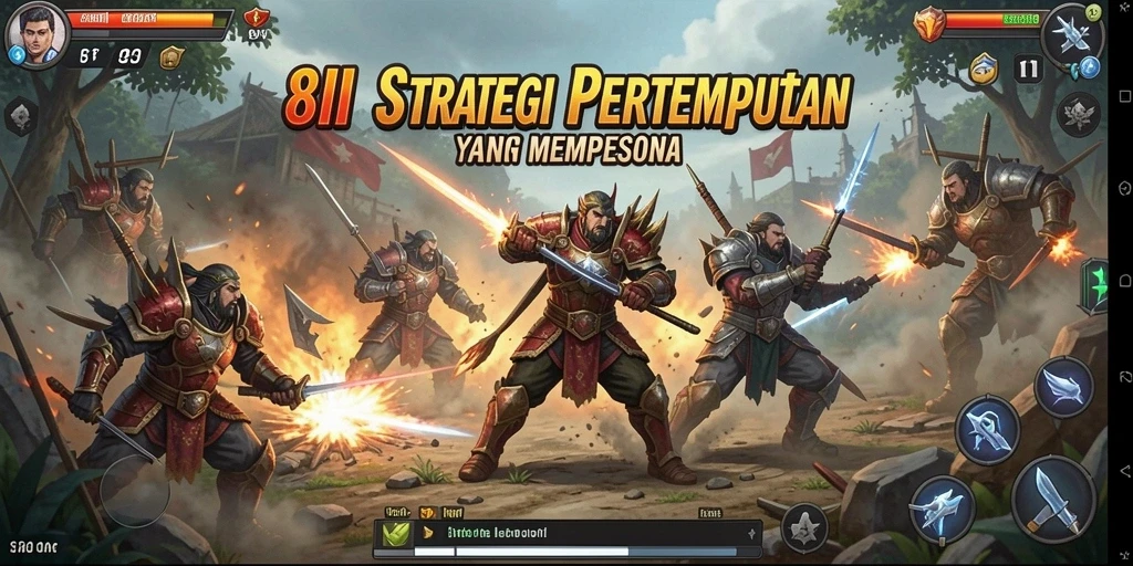 Screenshot gameplay 8II menampilkan aksi pertempuran strategi yang intens.