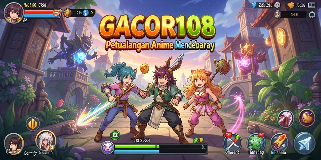 Screenshot menampilkan karakter utama dalam aksi di dunia Anime.
