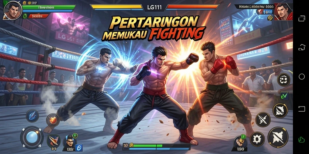 Screenshot LG111 menunjukkan pertarungan seru antara karakter yang kuat.